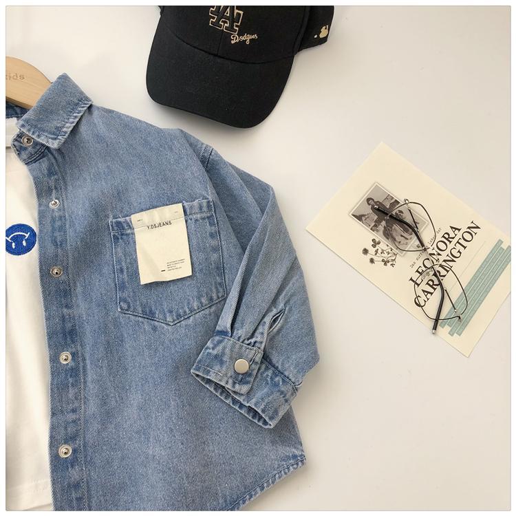 Áo sơ mi vải denim tay dài thời trang cho bé trai