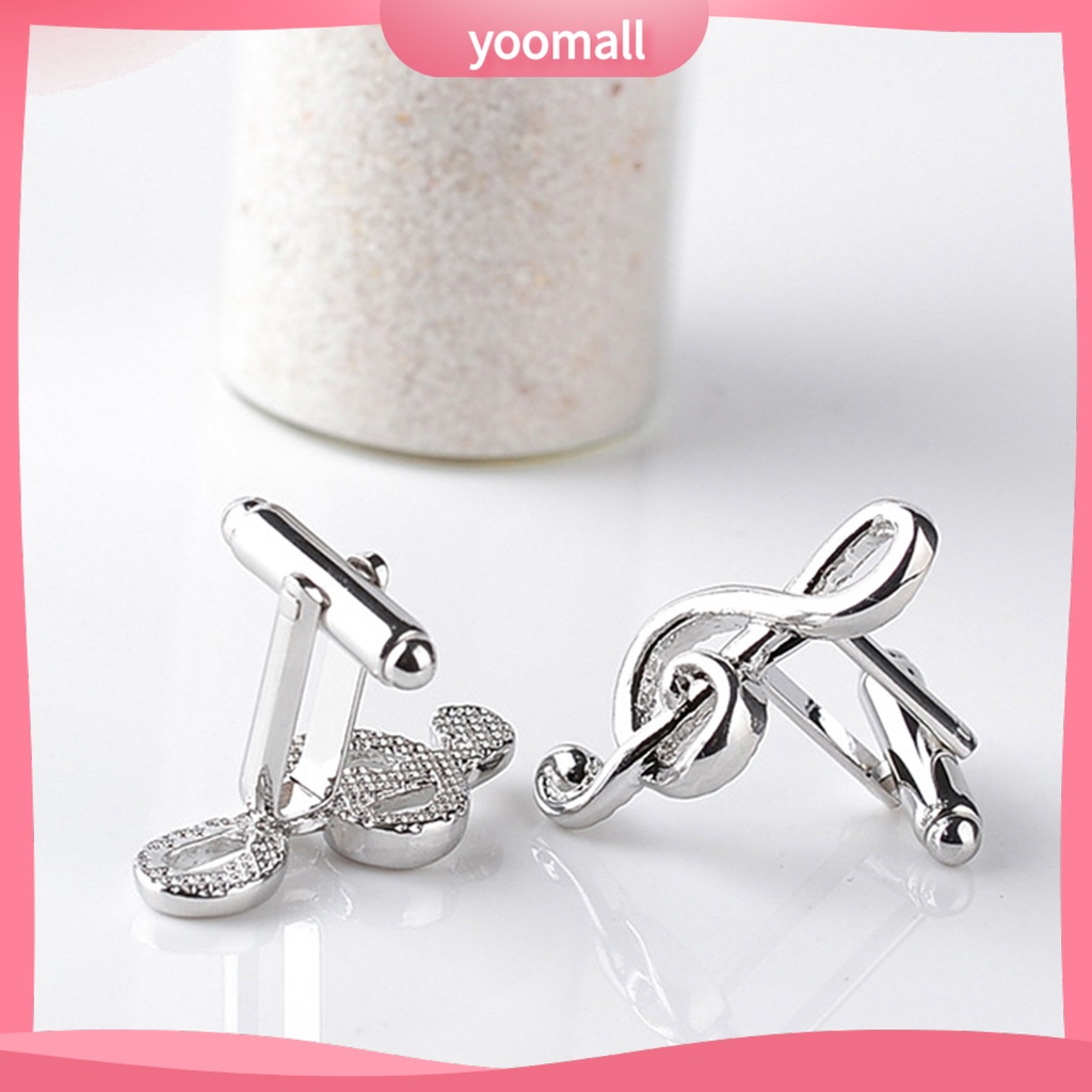 Khuy măng sét mạ bạc thiết kế hình nốt nhạc thời trang thanh lịch cho nữ