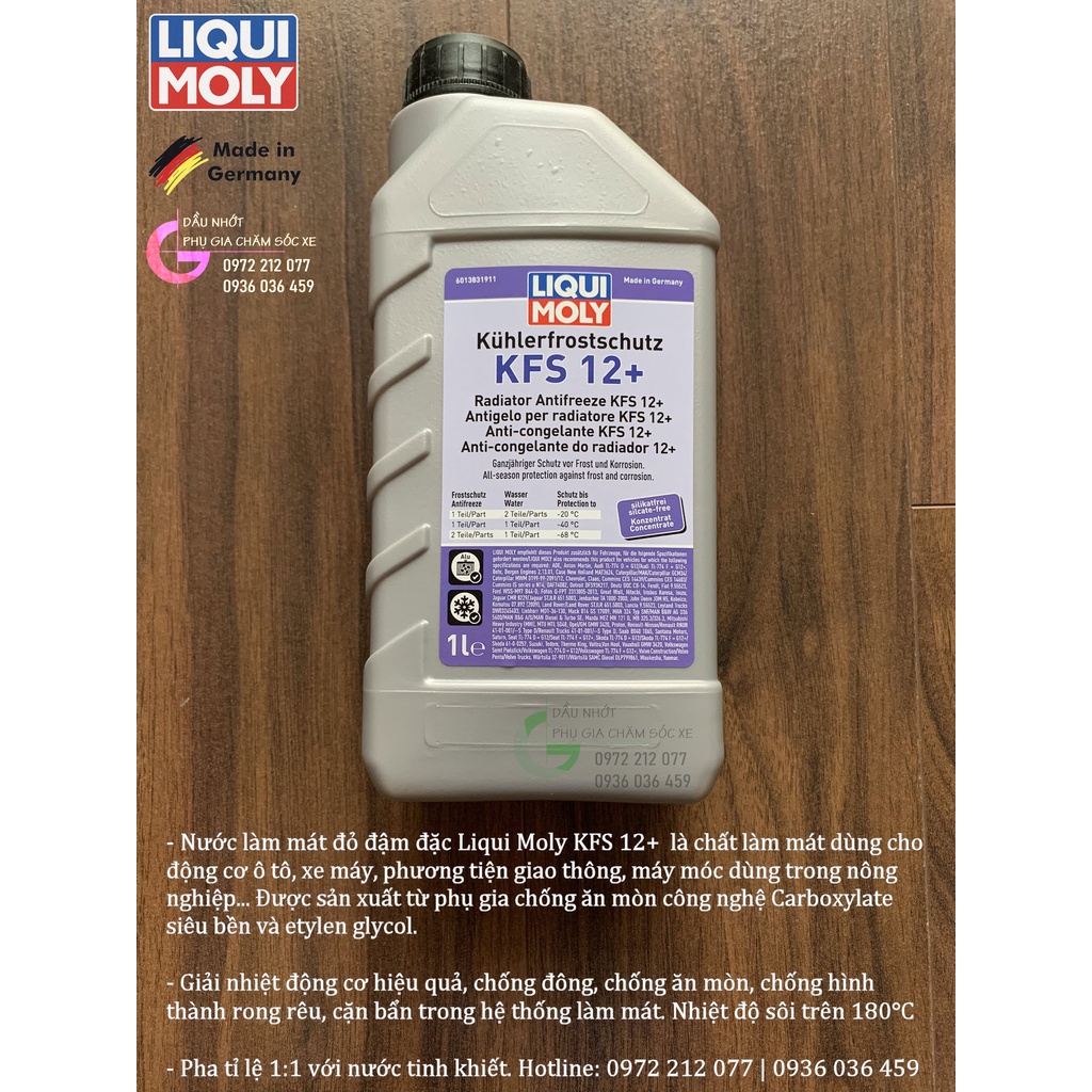 Nước làm mát nguyên chất Liqui Moly Coolant 21145 cho động cơ ô tô, xe máy