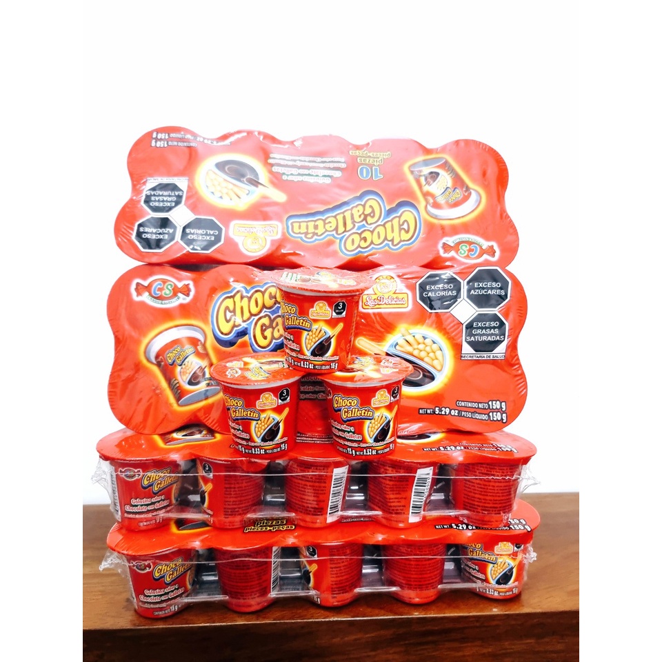 Combo 10 hộp bánh que Choco Galletin chấm kem socola ly 15g ăn vặt dinh dưỡng
