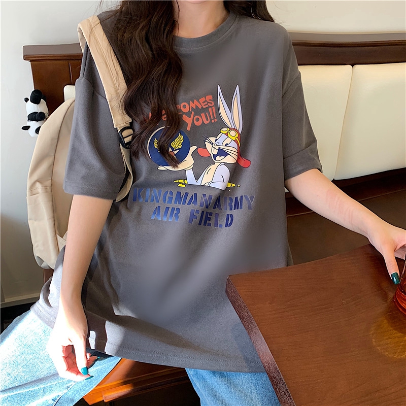 SUXI Áo Thun Tay Lỡ Form Dài Rộng Thời Trang Hàn Quốc Cho Nữ