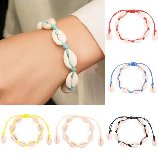 Handmade Natural Seashell Hand Knit Bracelet Shells Bracelets For Women Beaded Strand Bracelet Ankle Beach Boho Jewelry