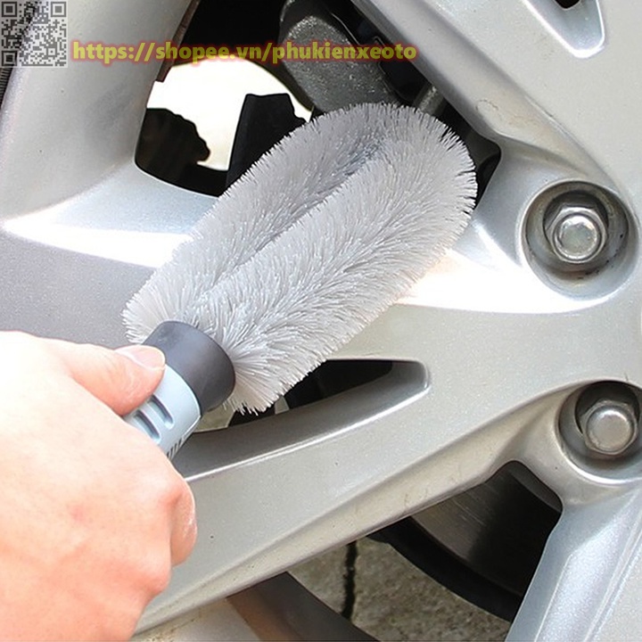 Bộ chổi cọ rửa vành lốp ô tô xe máy bàn chải vệ sinh bánh xe chuyên nghiệp