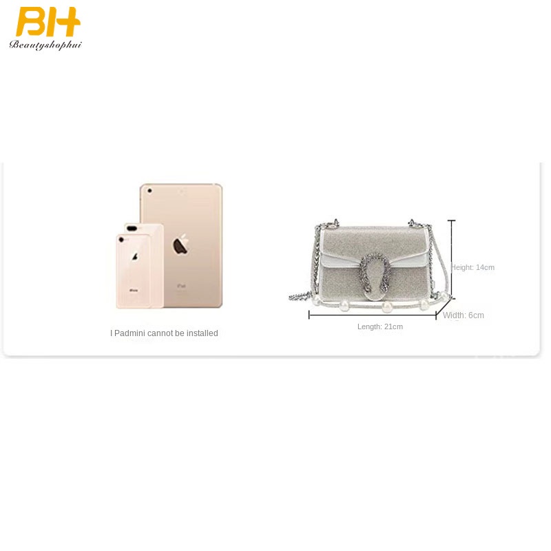 Túi Xách Đeo Vai / Kẹp Nách Hình Vuông Cỡ Nhỏ Đính Ngọc Trai Thời Trang Mới 2022 Cho