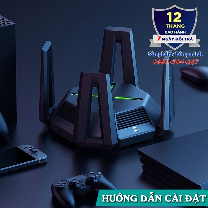 Bộ phát Wifi Router Xiaomi AX9000 AIoT - Wifi 6E nhanh nhất hiện nay - Mesh - 12 anten - 3 băng tần - 1000 thiết bị