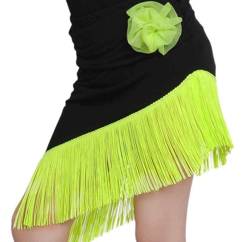 Bộ Trang Phục Trình Diễn Khiêu Vũ Latin Phối Tua Rua Xinh Xắn Cho Bé Gái 8.19