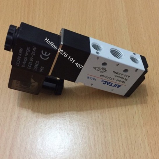 Van điện từ khí nén AIRTAC 4v210-08, van điều khiển xi lanh khí nén, van khí nén solenoid 5/2, van AIRTAC 5/2