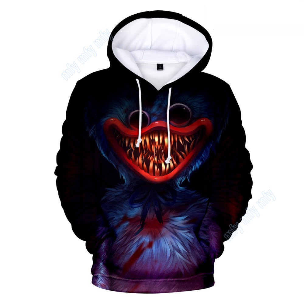 Áo hoodie in hình nhân vật Huggy Wuggy trong Poppy Playtime vải mỏng dành cho bé trai và bé gái mặc ra ngoài
