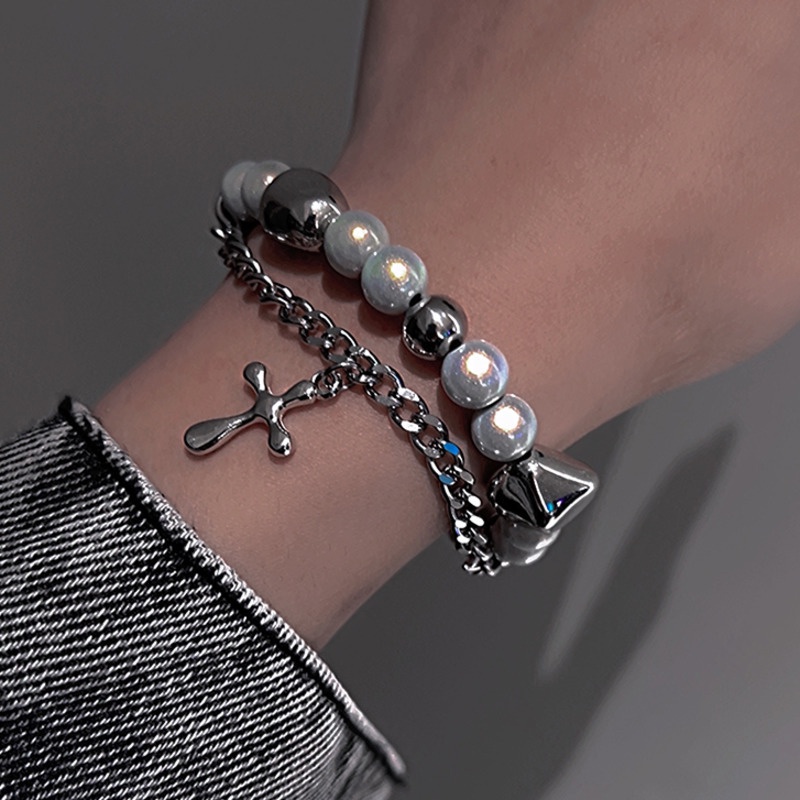 Vòng Tay Ngọc Trai Phản Quang Hai Lớp 19A1502 Phong Cách Hip Hop