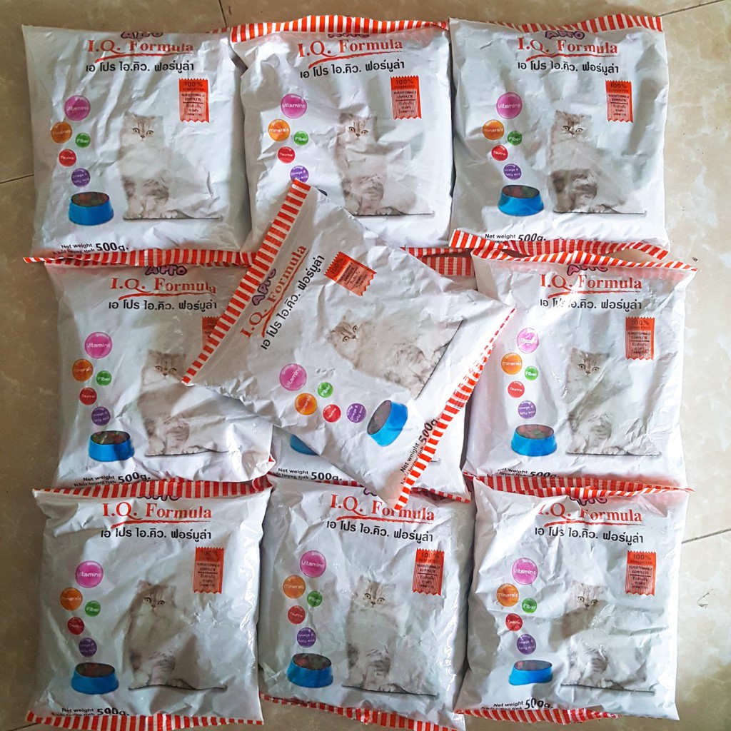 [Combo 10 gói] Thức ăn cho mọi giống mèo trưởng thành IQ Apro 500gr