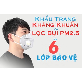 Khẩu trang kháng khuẩn với 6 lớp chống bụi PM 2.5 chuẩn N95 có than hoạt tính và bộ lọc khí 2022
