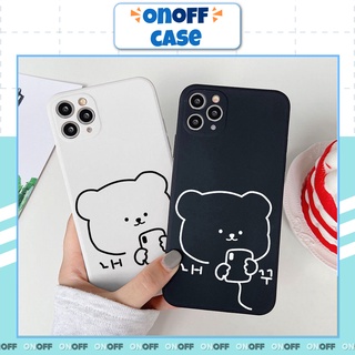 Ốp Lưng Iphone Cạnh Vuông Gấu Nhắn Tin 6/6plus/6s/6splus/7/7plus/8/8plus/x/xr/xs/11/12/13/pro/promax - ONOFF Shop