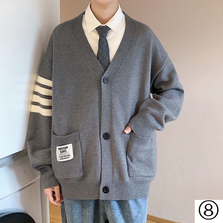 Áo Khoác Cardigan Dệt Kim Dáng Rộng Phong Cách Đường Phố Hàn Quốc Thời Trang Mùa Thu Cho Nam