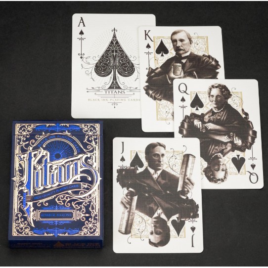 Bộ bài tây Black Ink Playing Cards - Titans &amp; Robber Barons - Blue Edition [Hàng Mỹ]