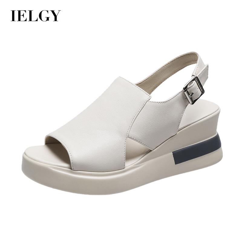 Xăng đan IELGY da mềm đế xuồng hở mũi thời trang dành cho nữ