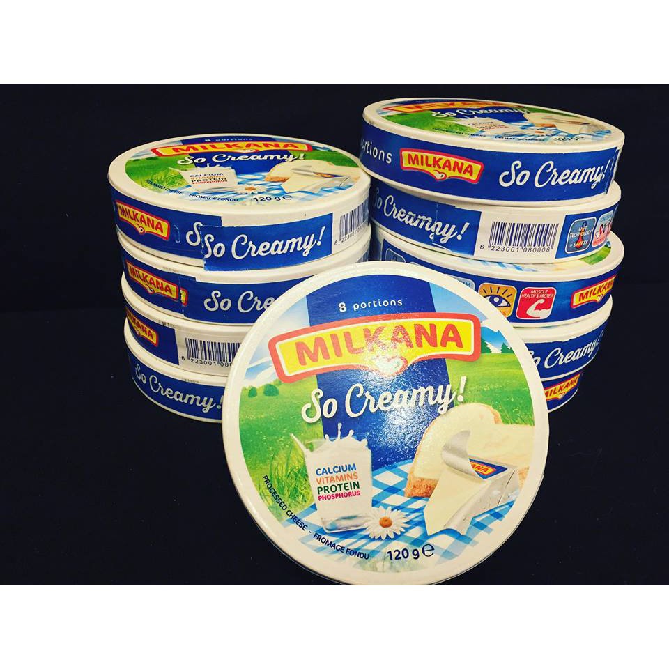 Phô Mai Milkana 8 Miếng – Hộp 120gr ( Milkana 8 Creamy Processed Cheese Portions – Box 120gr)