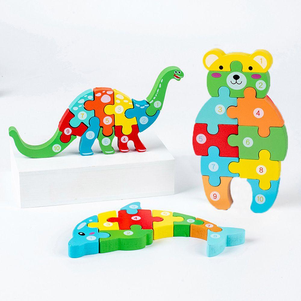 Đồ Chơi Xếp Hình Xe Buýt Khủng Long Bằng Gỗ Cho Trẻ Em