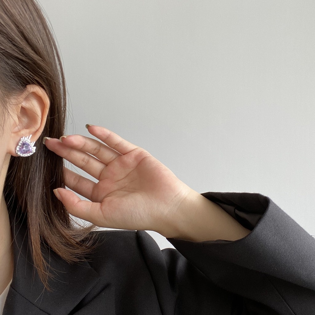 Dây Chuyền Mặt Trái Tim Màu Tím Sang Trọng Phong Cách Hip Hop 19A1646