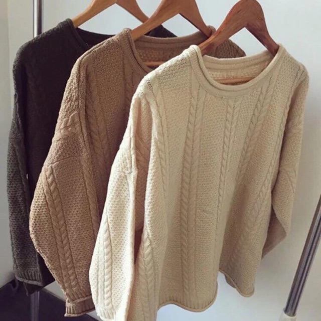 Áo len vặn thừng dáng rộng hàng Quảng Châu | BigBuy360 - bigbuy360.vn
