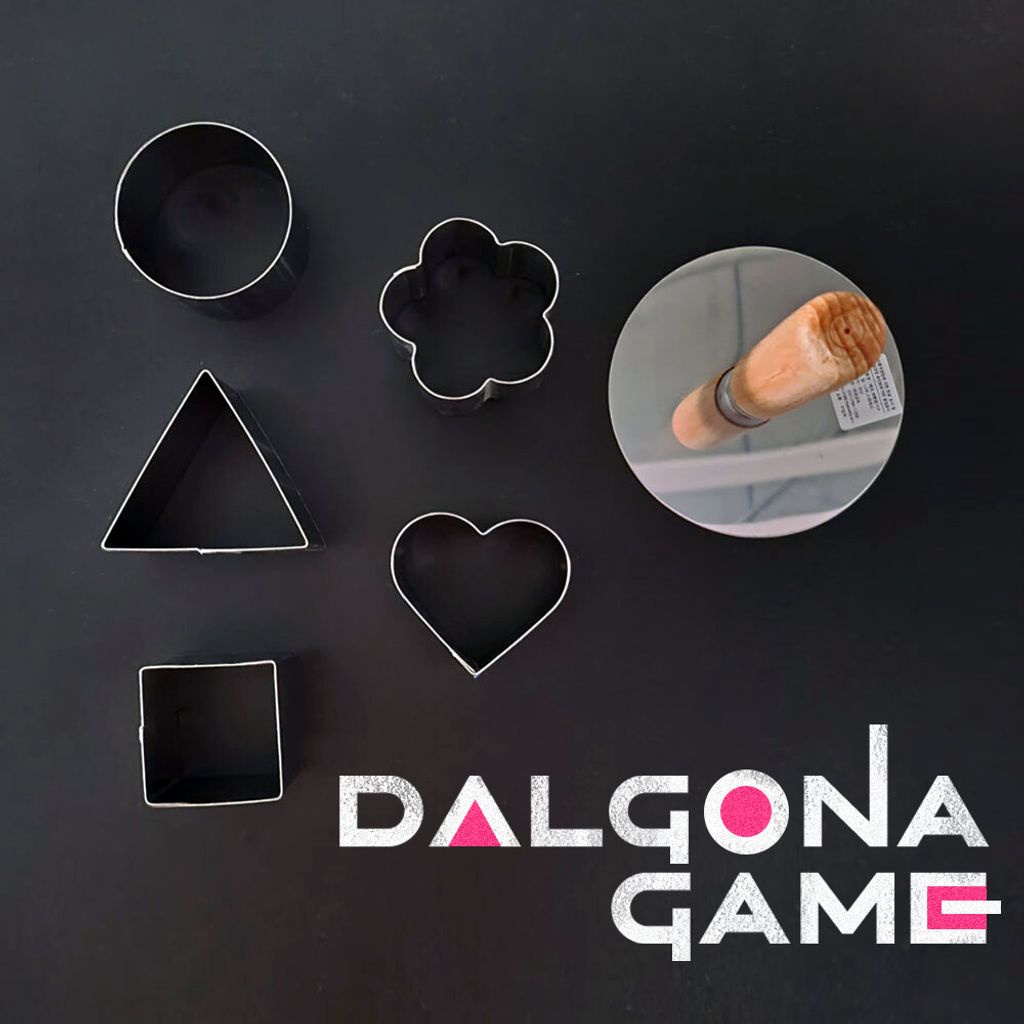 Bộ dụng cụ làm Dalgona (5 dáng khuôn và dụng cụ ép)