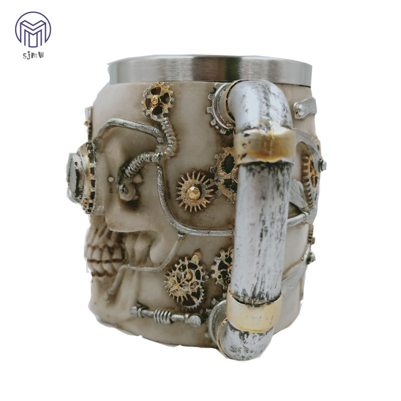 Cốc inox có quai uống bia/cà phê hình đầu lâu 3d độc đáo