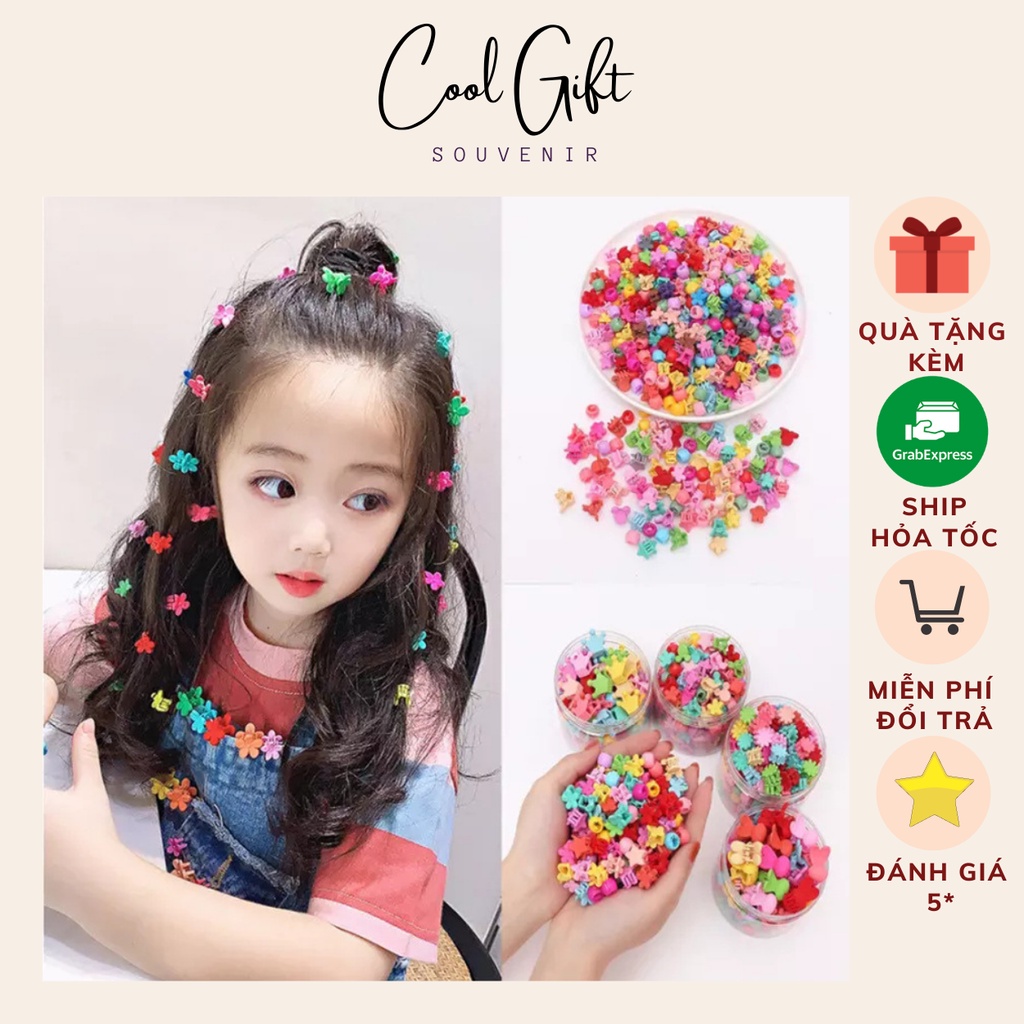 Hộp 100 kẹp tóc càng cua mini phong cách Hàn Quốc loại đẹp - Coolgift