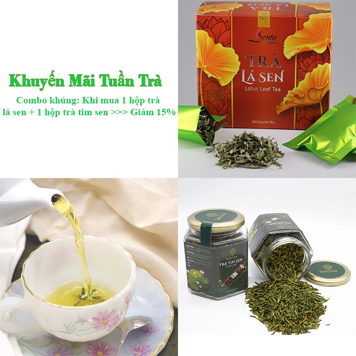Combo Khuyến mãi 1 hộp trà lá sen + 1 hộp trà tim sen -hiệu Sen Ta