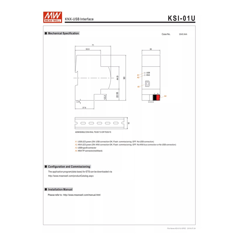 USB KNX MeanWell Điều Khiển Thiết Bị KNX KSI-01U  Hass
