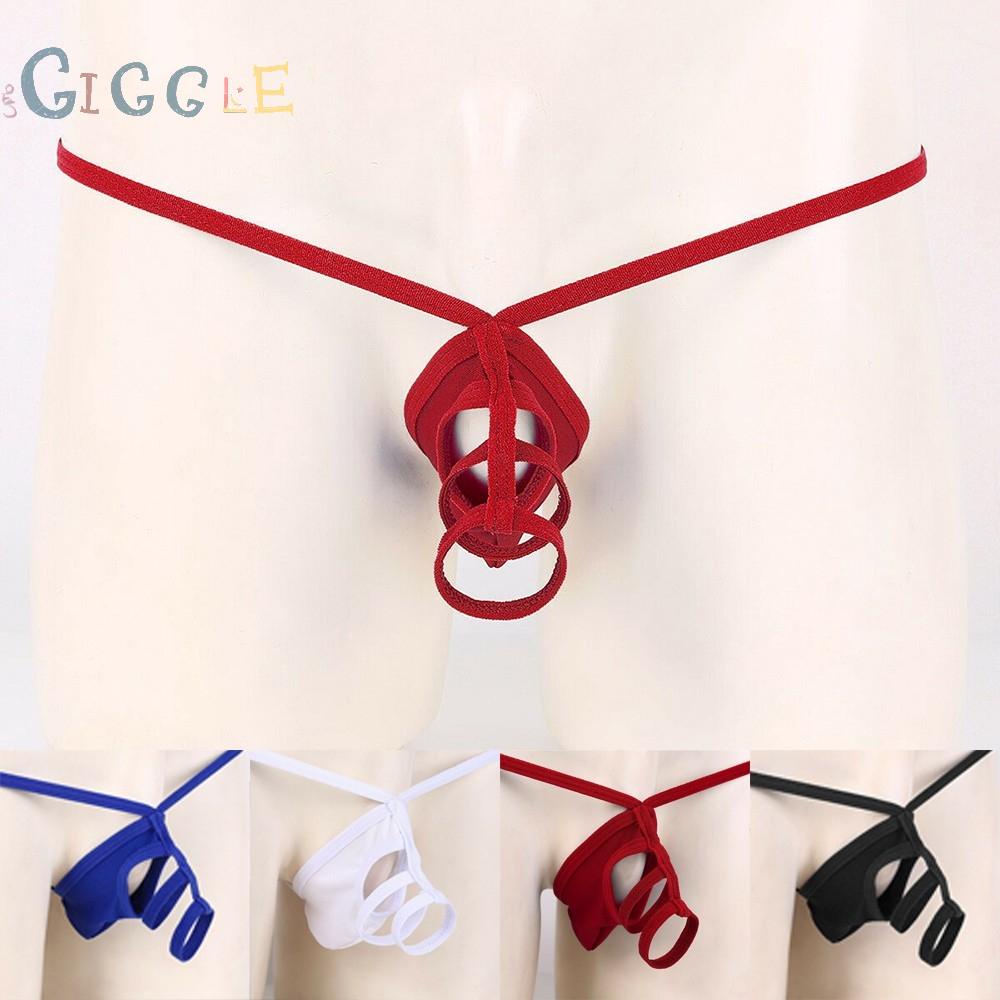 Men Gay C-String Thongs Open Briefs Sexy Soft Breathable See Through Underwear