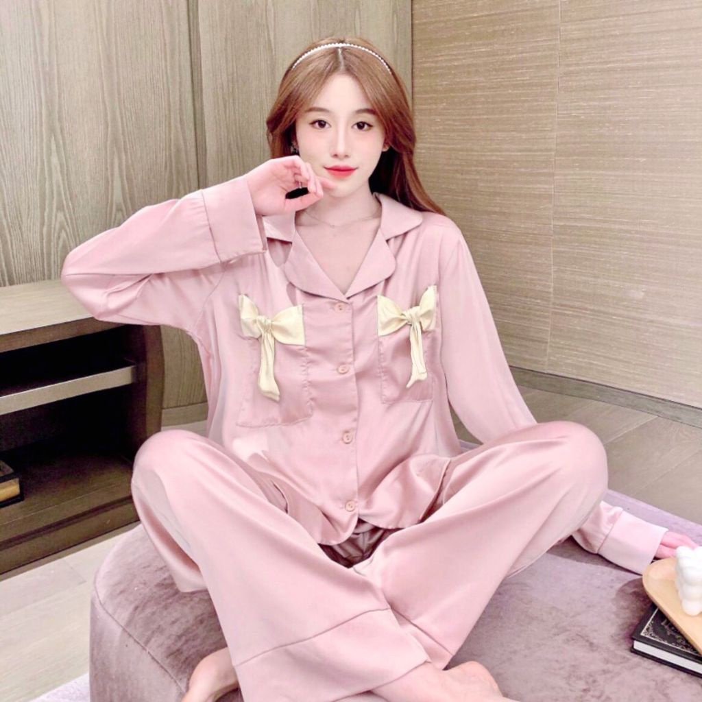 Đồ ngủ Pijama Lụa LATIN Thiết Kế MIKY Đồ ngủ Nữ Dễ Thương  Cao Cấp  mềm mịn &lt; 62Kg