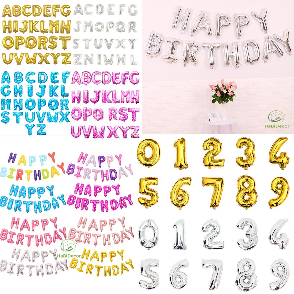 Bóng chữ cái ghép tên trang trí sinh nhật, happy birthday, thôi nôi, đầy tháng cho bé trai, bé gái BB03