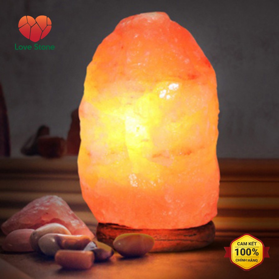 Đèn Đá Muối Himalaya Love Stone Hình Tự Nhiên S ( 2Kg - 3Kg) - Tặng Kèm Bộ Dây Đèn + Bóng Đèn