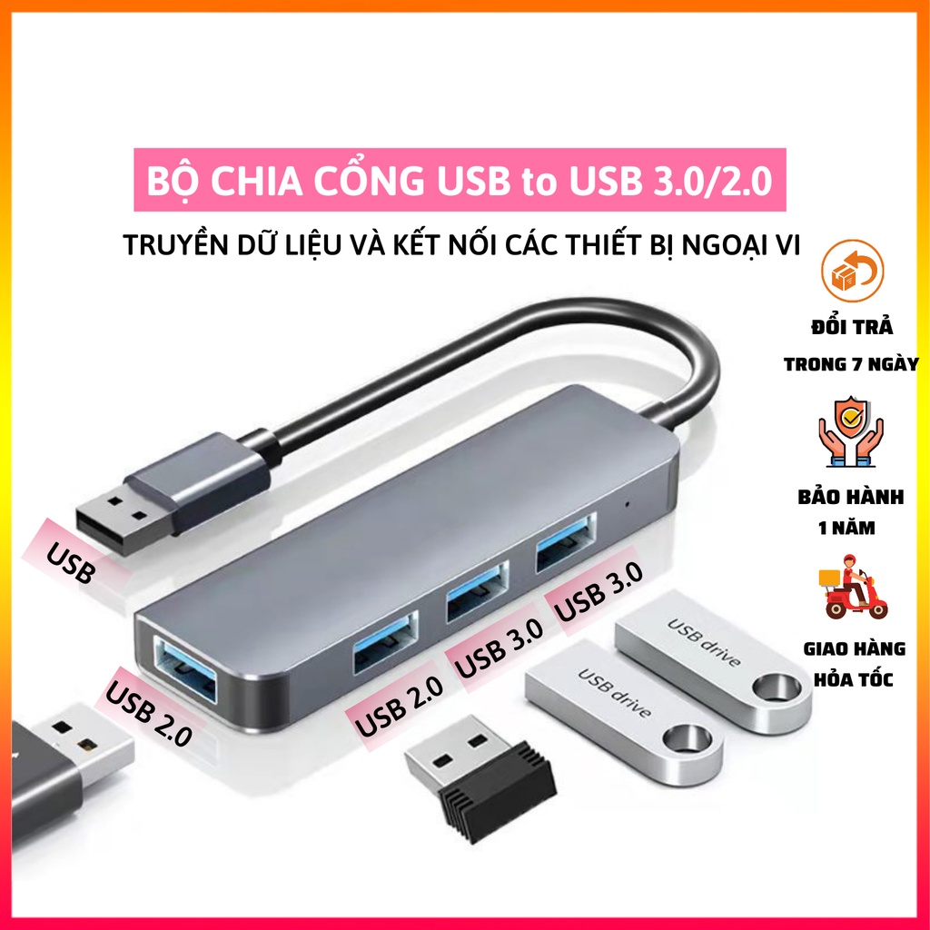 HUB Type C và HUB USB 3.0 tốc độ cao ATMART cổng chia usb mở rộng kết nối chuyển đổi cho laptop táo Laptop PC
