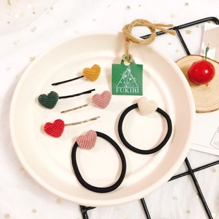 CỘT TÓC, KẸP TÓC TRÁI TIM NHUNG VINTAGE ẢNH THẬT