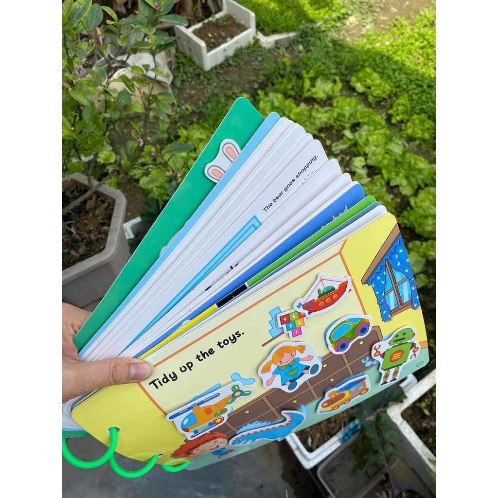 Học liệu bóc dán Montessori cho bé, học liệu busy book bóc dán thông minh 17 chủ đề, Sách bóc dán tiếng Anh