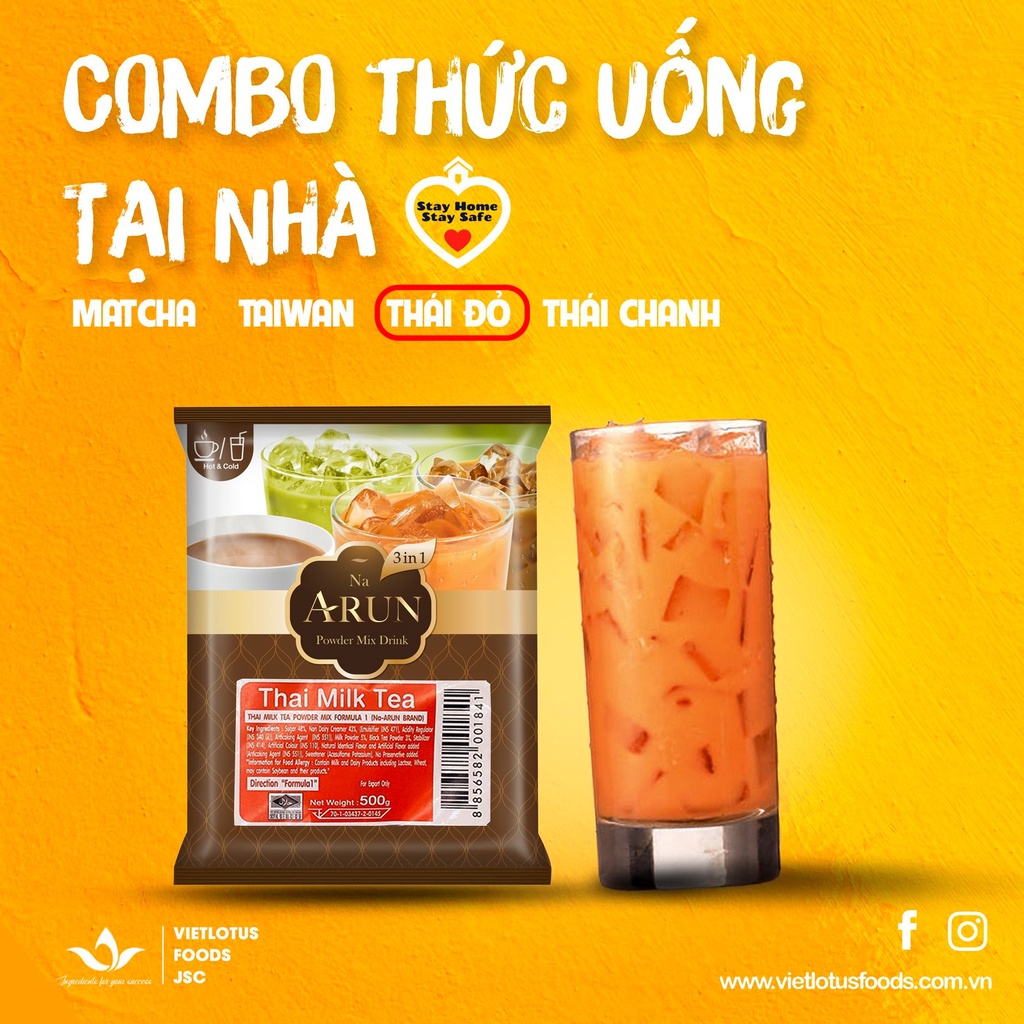 Bột Trà Sữa Thái Đỏ Na Arun [túi 500G pha đủ 40 ly] - Hàng nhập khẩu chính hãng Thái Lan