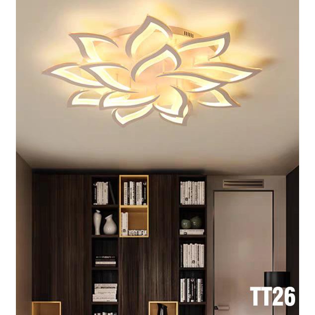 Đèn Mâm Led Ốp Trần 12 Cánh Trang Trí Phòng Khách,Ngủ,Spa,Hội Nghị Có Điều Khiển Phân Tầng 3 Màu Ánh Sáng