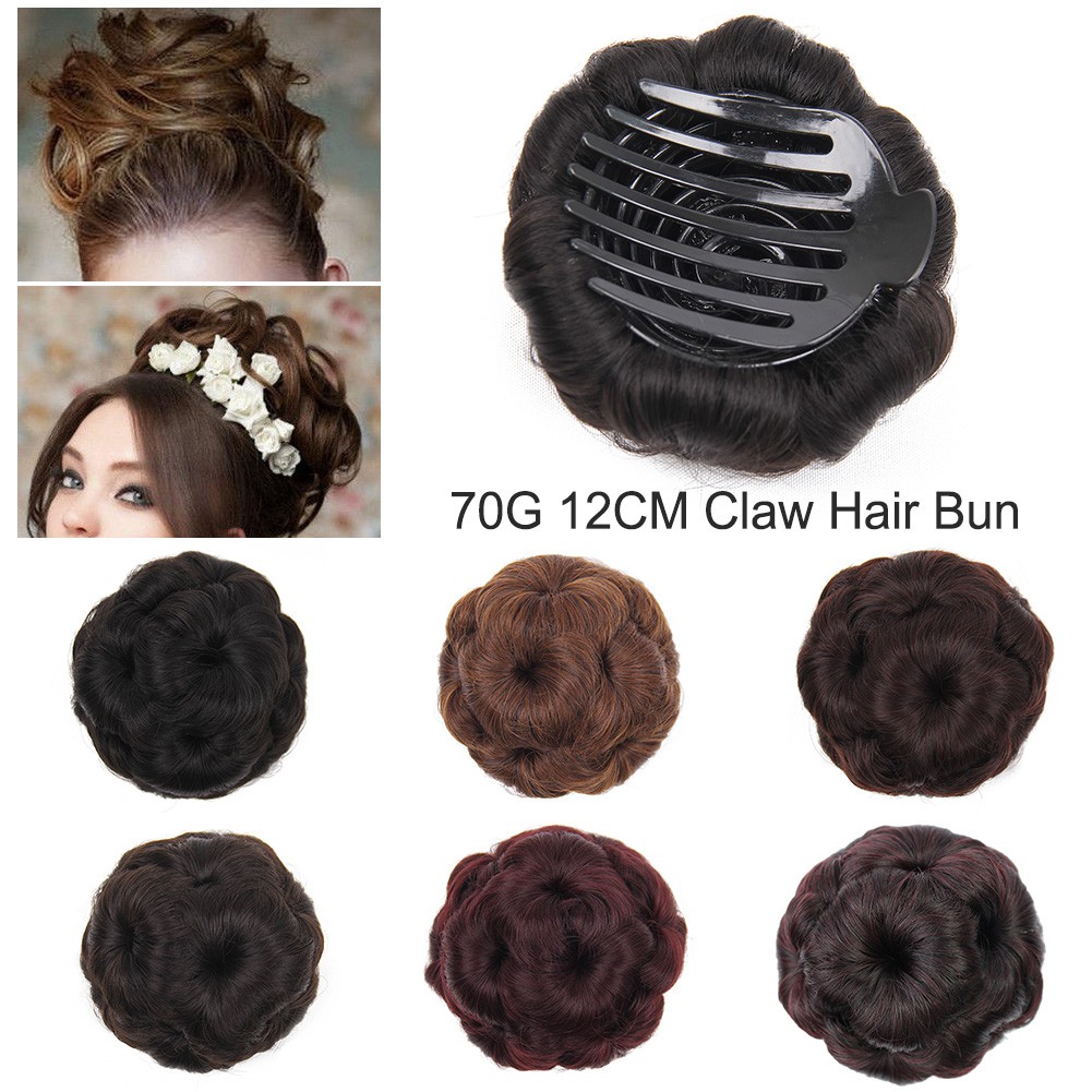 SS 12cm 70G 6 Color Claw Clip In Hair Bun Wave Curly Hair Piece Chignon Updo Cover Hair Extension