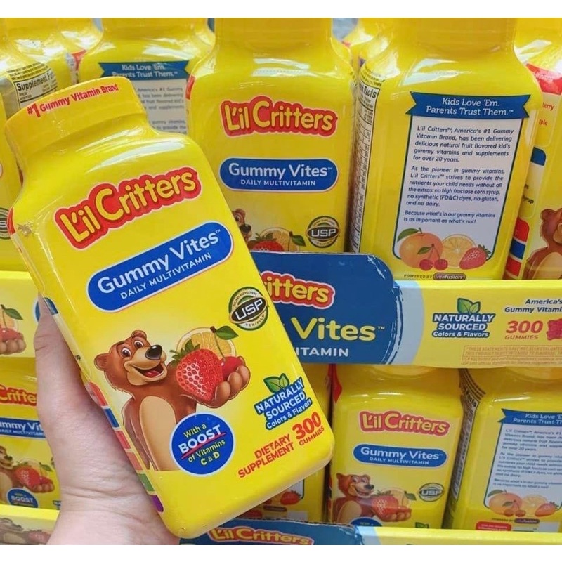 [DATE MỚI] Kẹo Dẻo Gấu Bổ Sung Vitamin L’il Critters Gummy Vites Hộp 300 Viên [Mỹ]