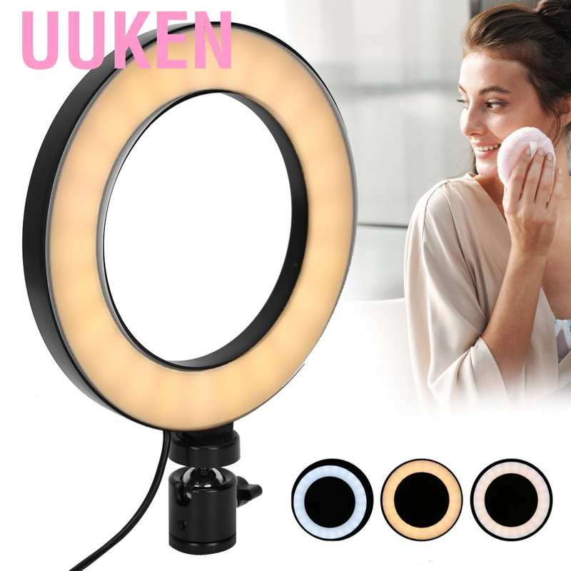 Uuken 3.6 \"Led Ring Light  10 Level Tri Color Beauty Selfie with Lamp Holder Video Camera Makeup Studio Photography Tattoo Fill