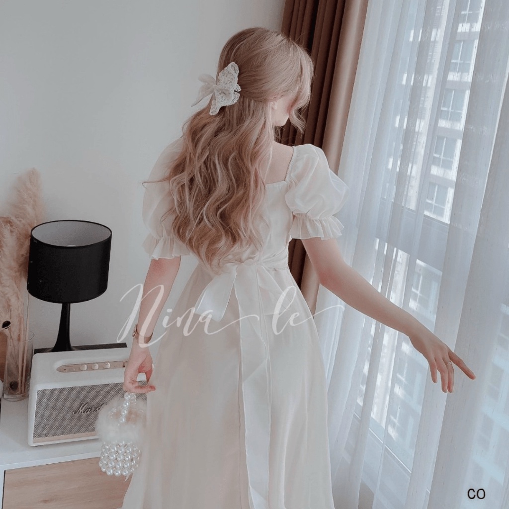 (Free ship) Đầm Voan CHIFON Trắng Siêu Tôn Dáng UP VLTN Shop