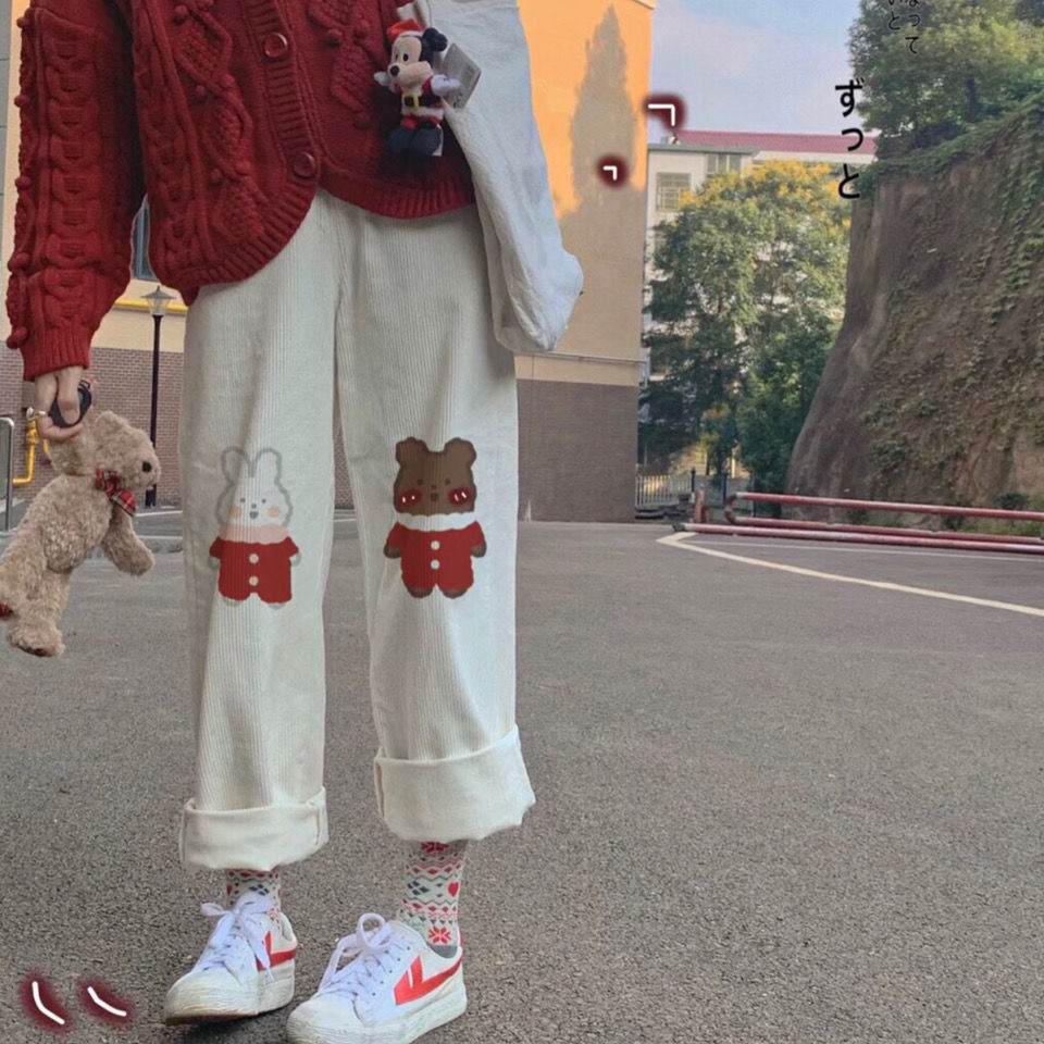 Quần Dài Ống Rộng In Hình Chú Thỏ Đáng Yêu | BigBuy360 - bigbuy360.vn