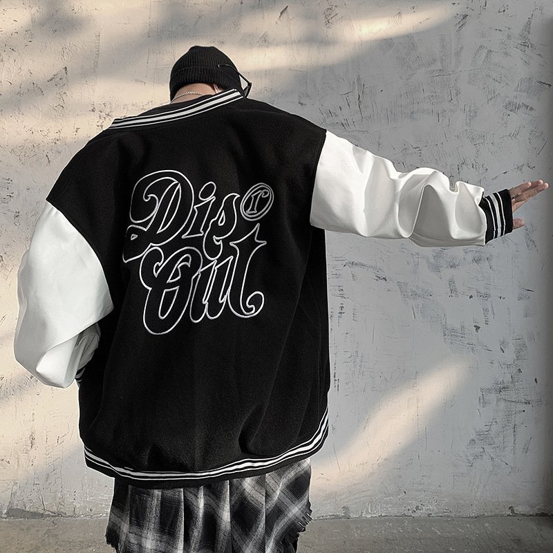 Áo Khoác Bomber Varsity Jacket BOM HOUSE Nam Nữ Chất Liệu Dạ Phối Tay Da Áo 2 Lớp Logo Thêu