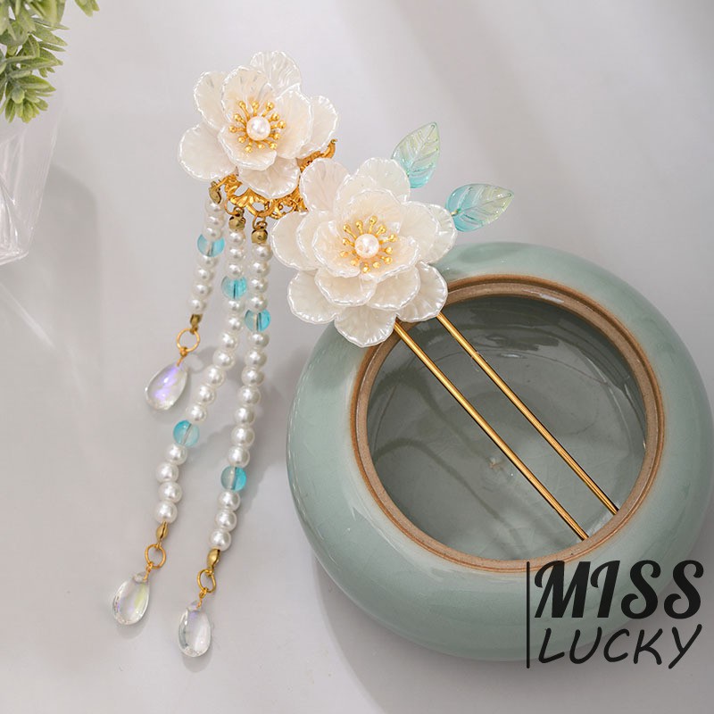 Trâm Cài Tóc Hình Hoa Đính Ngọc Trai Thanh Lịch Cho Nữ