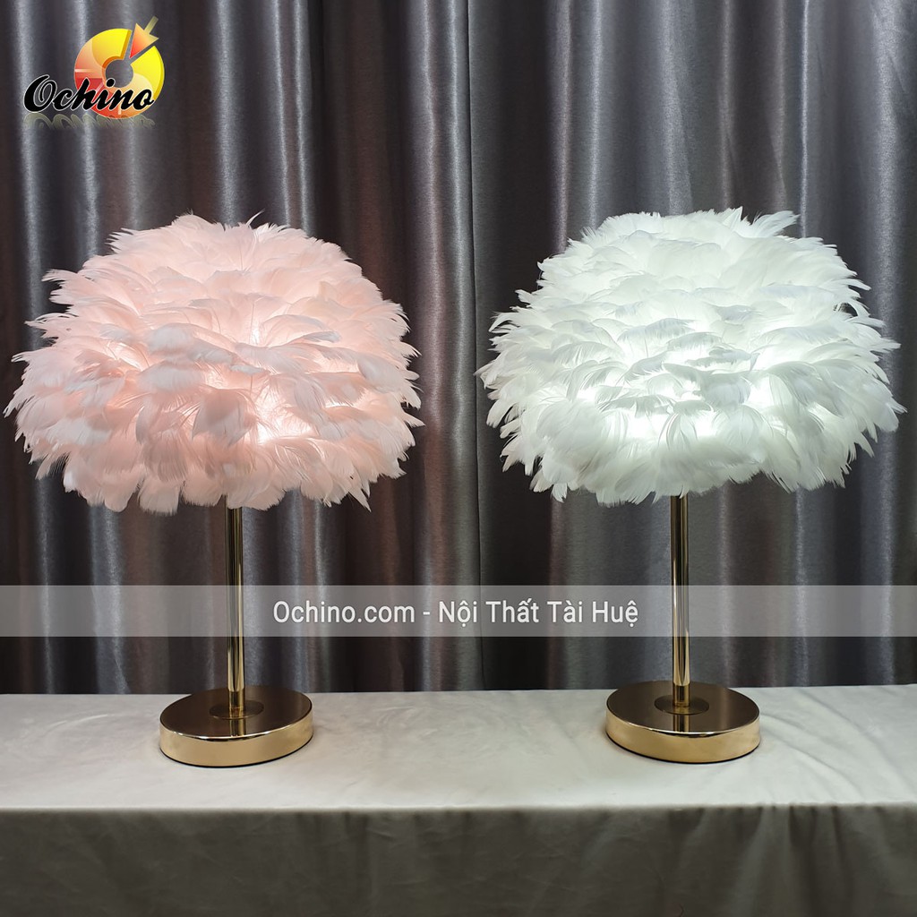 Đèn lông Vũ trang trí Hình Mây cao cấp chân inox mạ vàng sang chảnh.