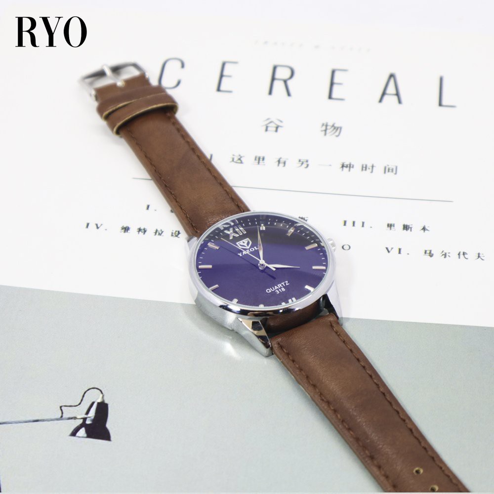 Đồng hồ nam dây da kim điện tử đeo tay Yazole - Hàng nhập khẩu
