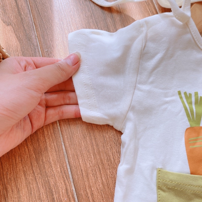 Body Carot Dễ Thương Ngắn Tay Liền Mũ Chụp Ảnh Đầy Tháng Thôi nôi Cho Bé Trai/Bé Gái 4-14kg