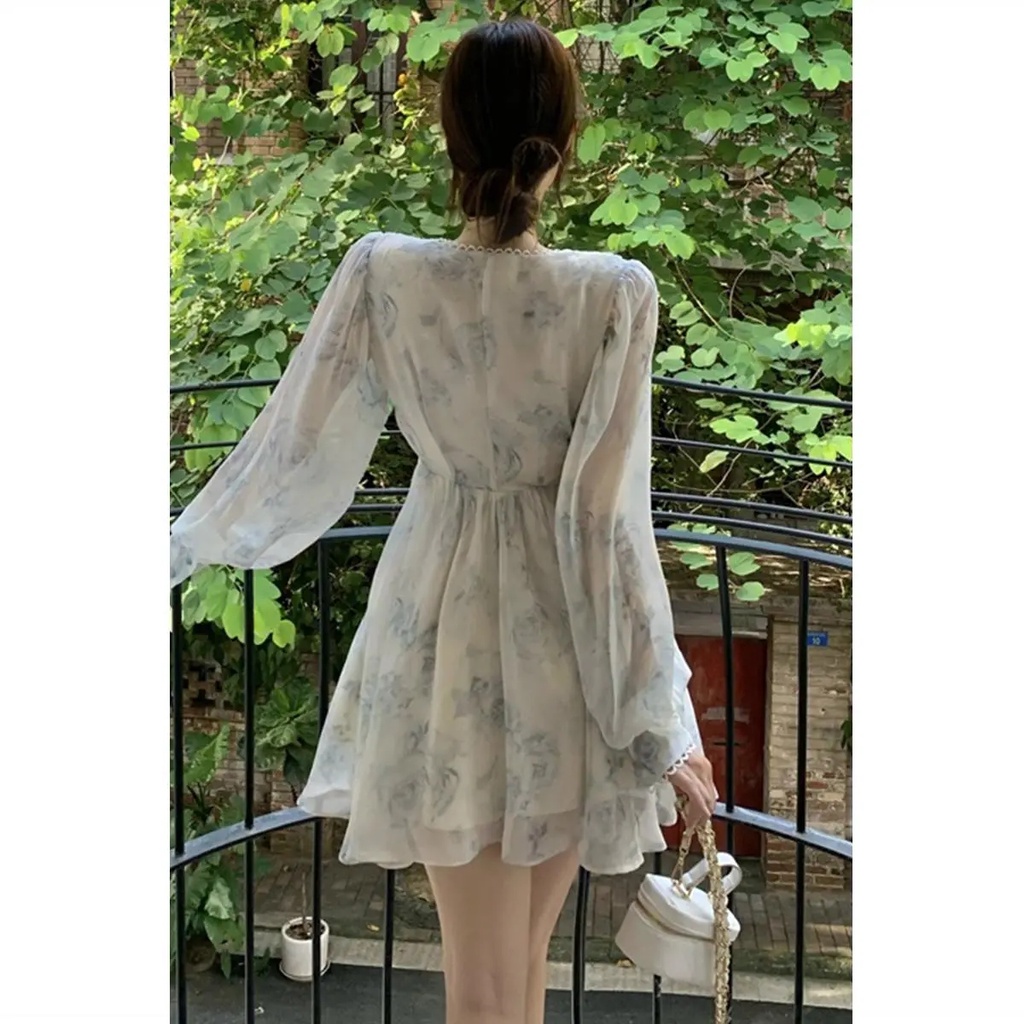 Đầm Voan Hoa Cổ Tim Xinh Xắn Theo Phong Cách Mùa Hè Dành Cho Nữ