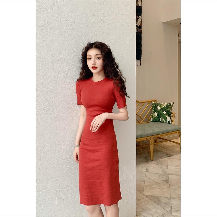 Đầm thun ôm eo phong cách Hàn Quốc cổ điển thời trang cho nữ