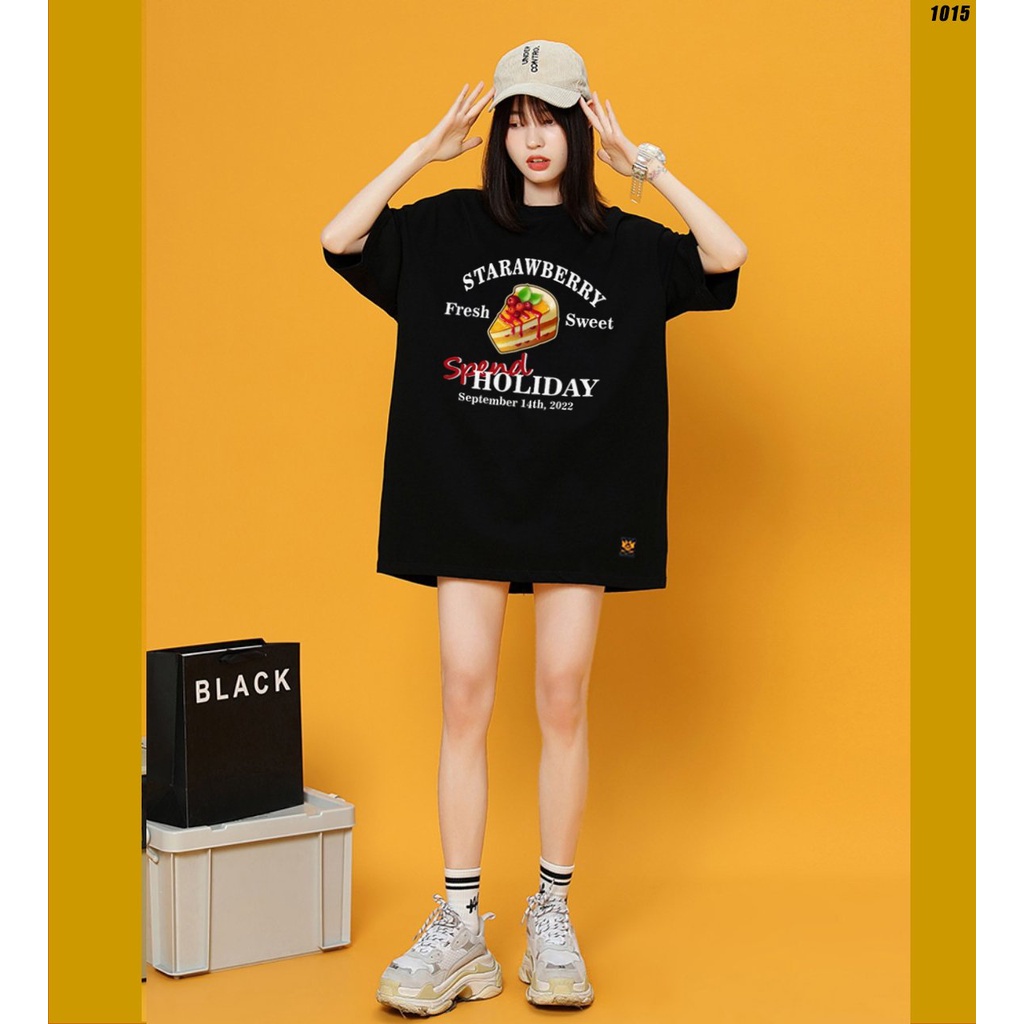 Áo thun nữ tay lỡ form rộng Bánh starawberry 1015 HY KOREA